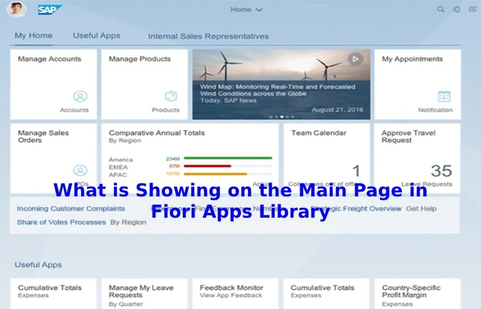 What is Showing on the Main Page in Fiori Apps Library?