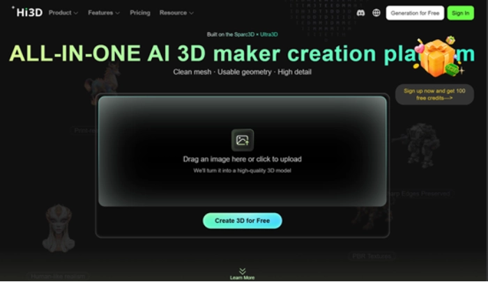 Hi3D AI 3D creation platform for generating 3D models